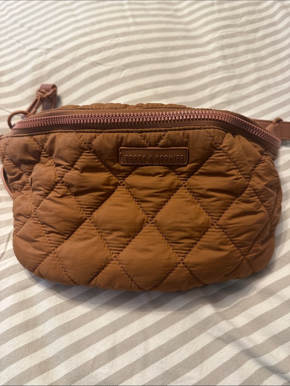 Poppy & Peonies Quilted Rust Crossbody Waist Bag